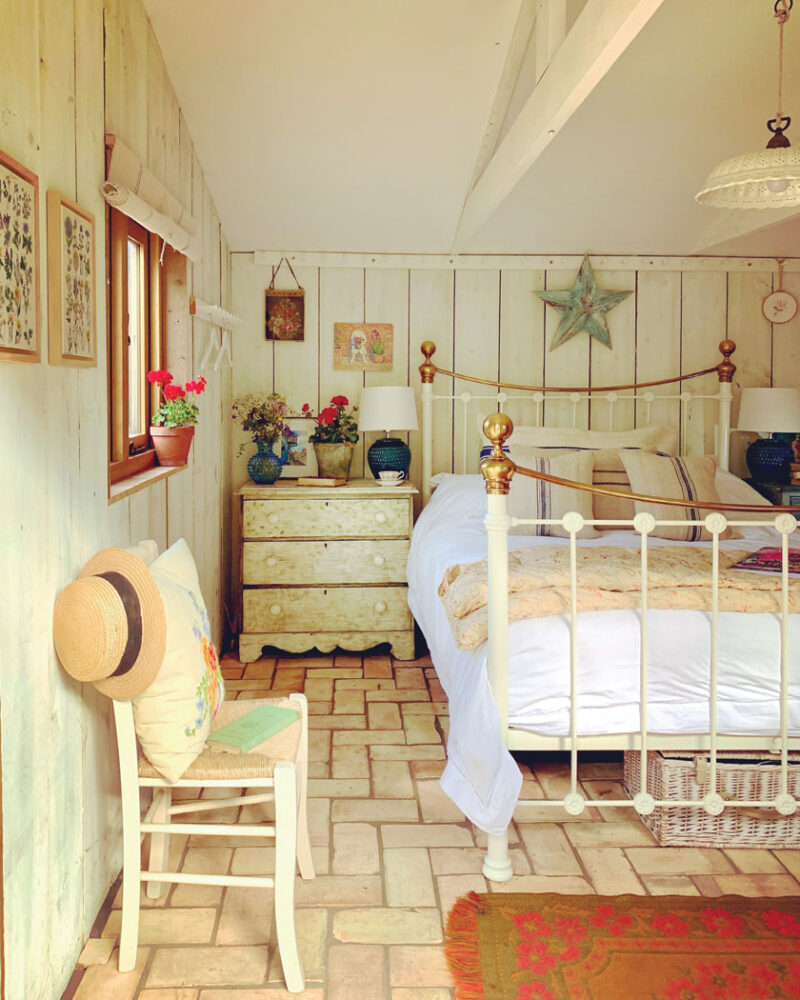 guest bedroom in English countryside cottage