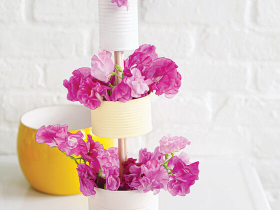 tin can upcycled tiered vase