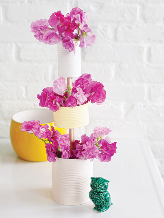 tin can upcycled tiered vase