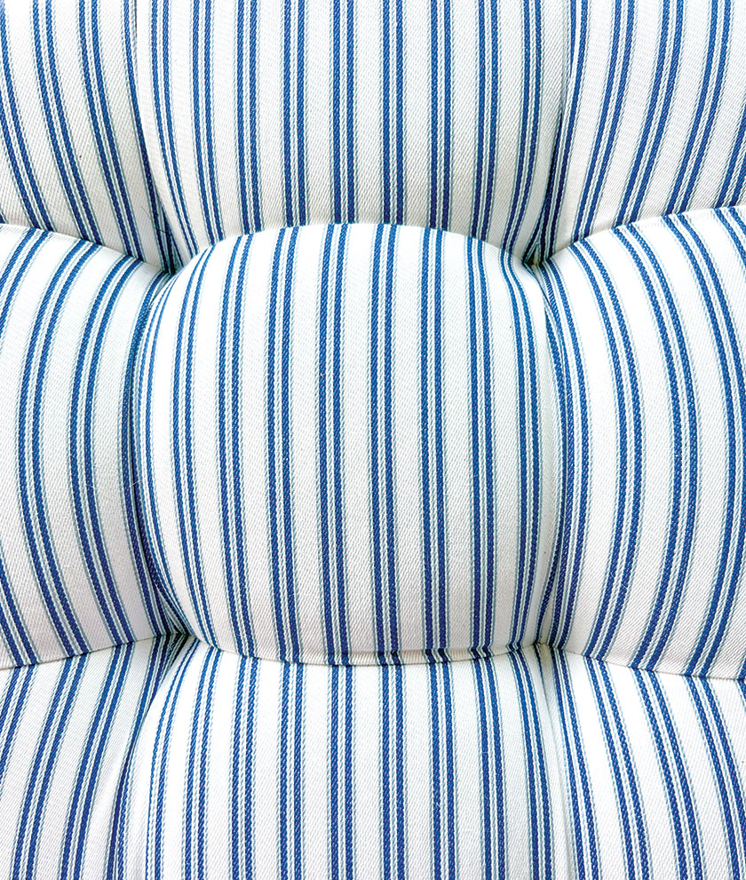 blue and white striped upholstery