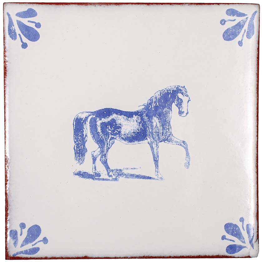 white and blue tile with horse for Project House 2023
