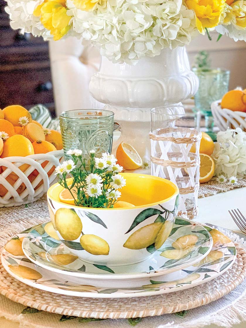 summer tablescape with citrus theme