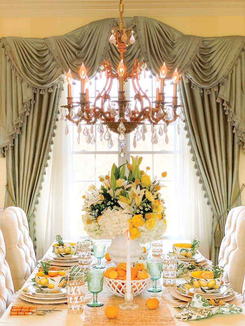 lemons and orange with yellow and green accents for summer tablescape