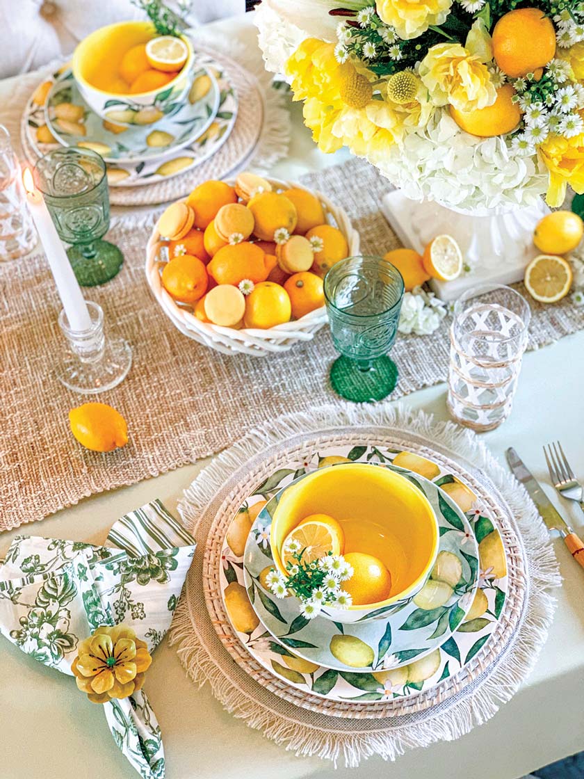 citrus themed summer tablescape