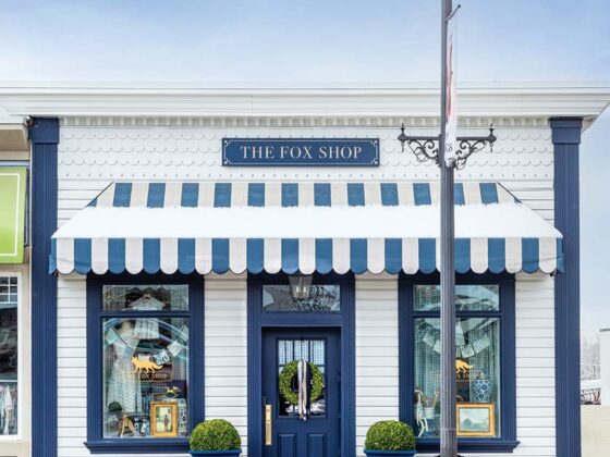 The Fox Shop storefront white with blue details