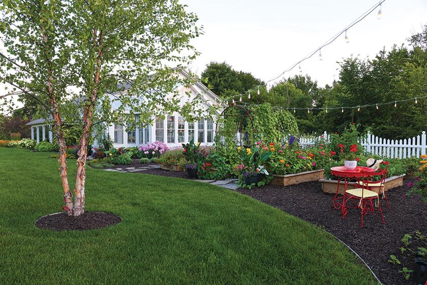 raised bed gardens and greenhouse in Michigan home gardens