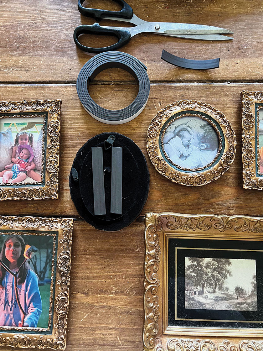 DIY fridge magnets from vintage picture frames