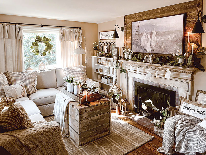 living room with white and wood decor in 2024 Brand Ambassador Bryan's home