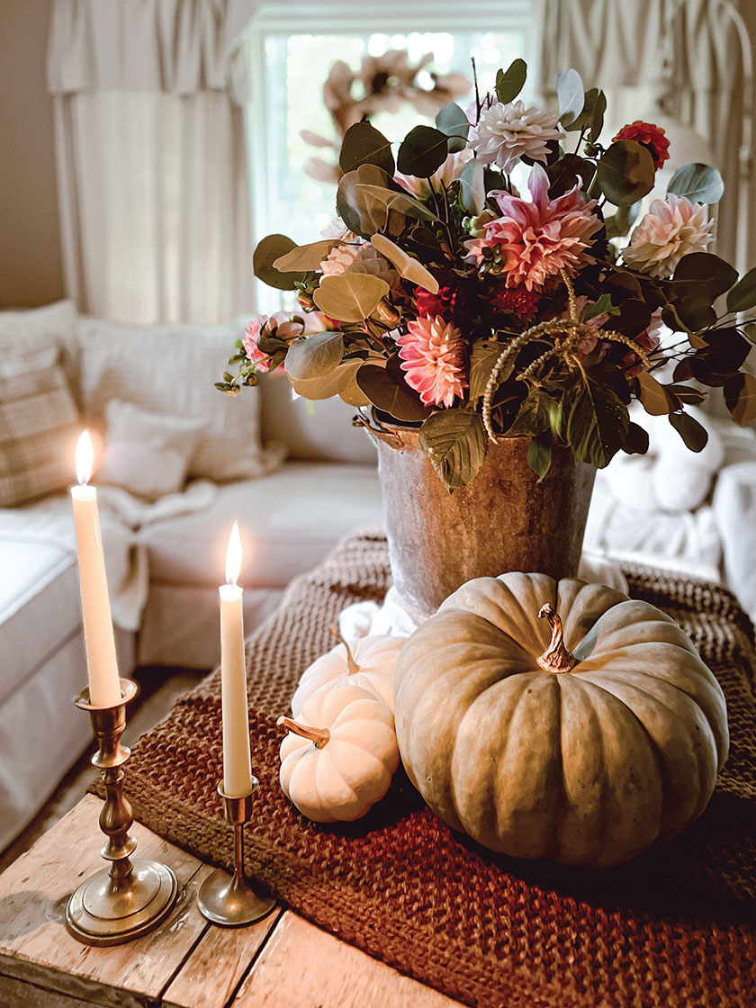 fall vignette in home of 2024 Brand Ambassador