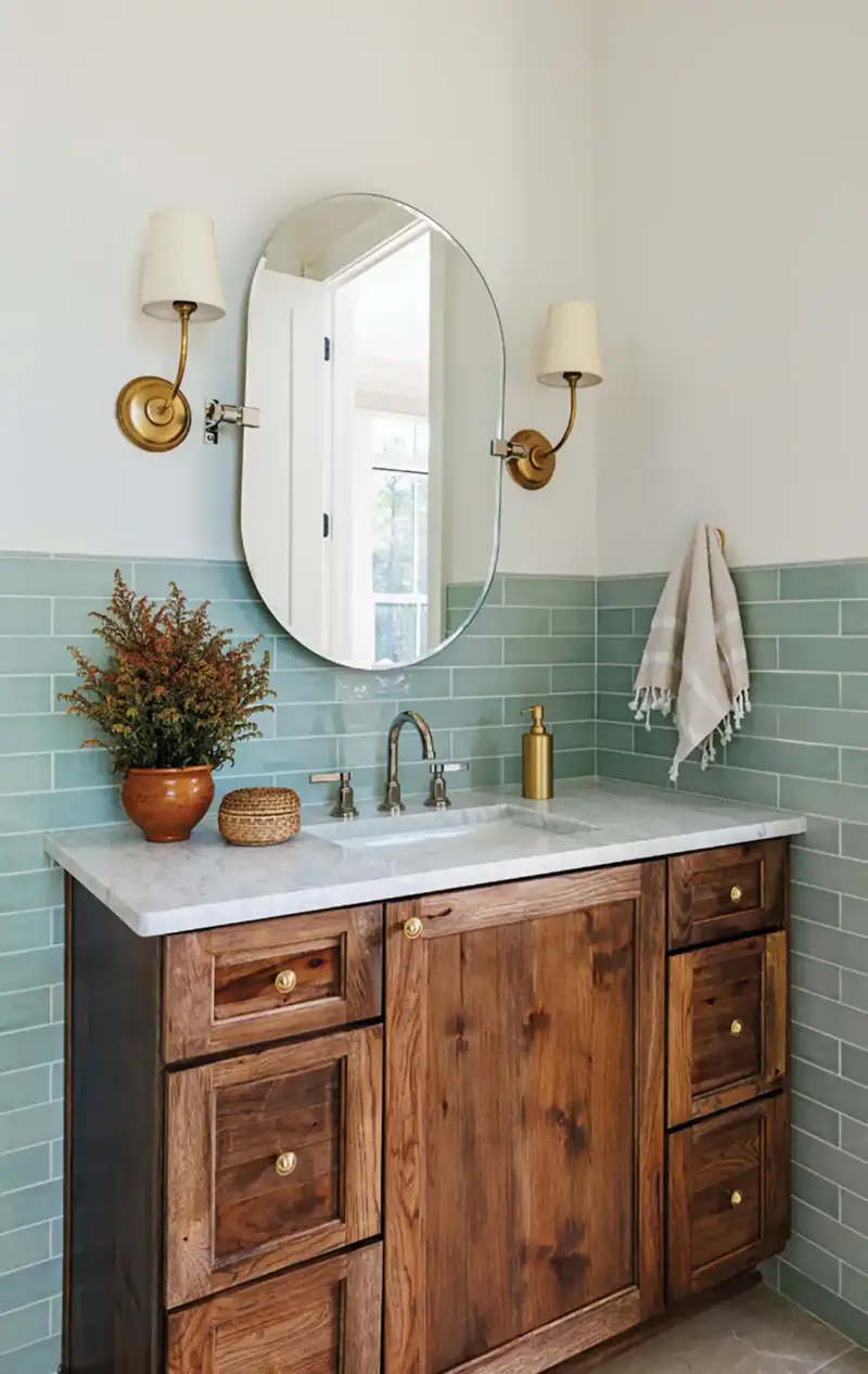 duck blue tile in Mallard House bathroom