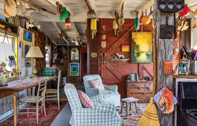 Captain John's shack decorated with nautical decor and kitchenalia