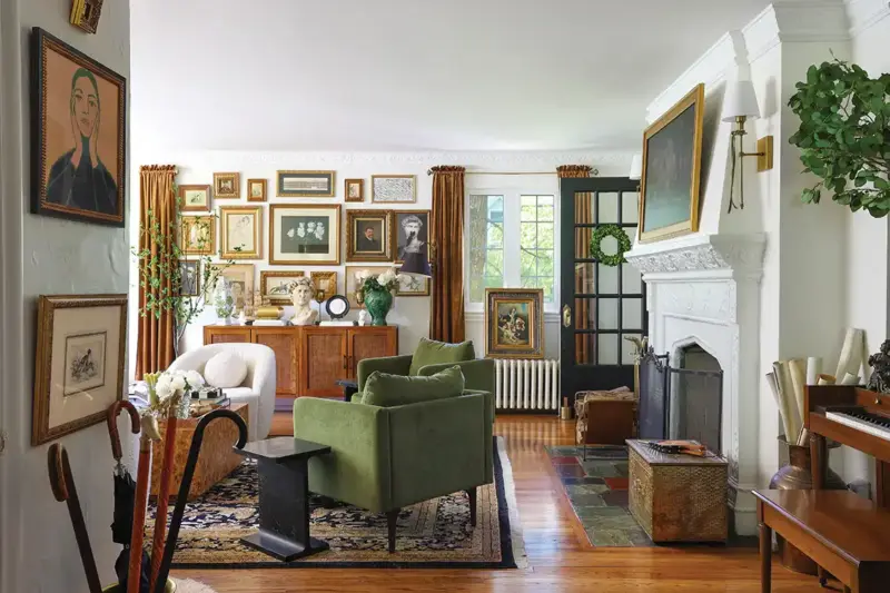 framed art in 1926 Tudor home refresh adds period appropriate decor