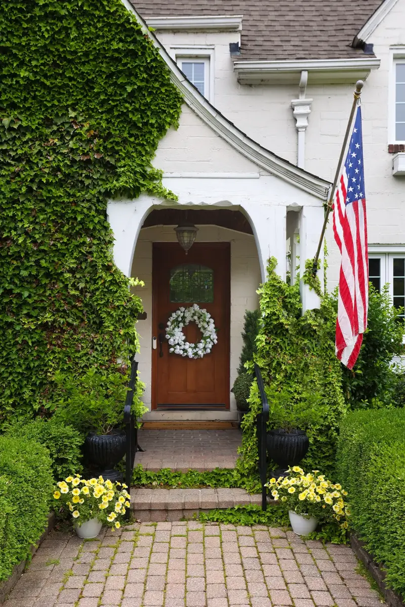 exterior of a Tudor home in Michigan